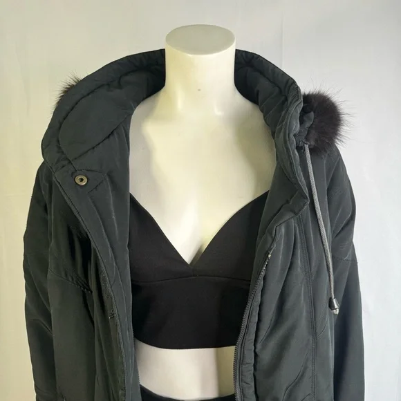 NUAGE BLACK PARKA COAT OVERSIZED JACKET FAUX FUR VINTAGE COAT XS - Picture 7 of 15